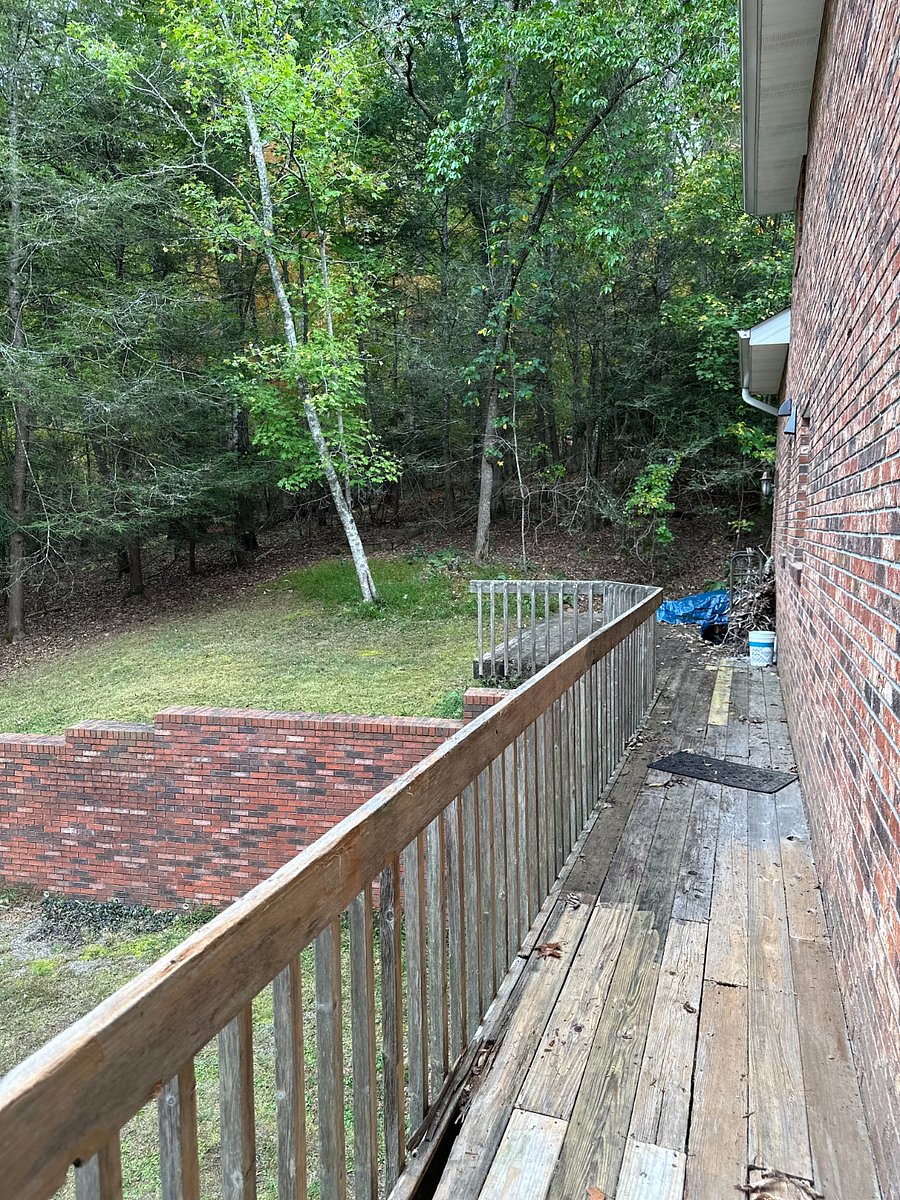 Backyard with a deck.