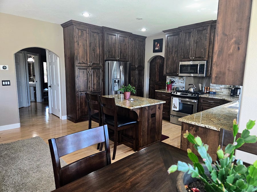 Floor to ceiling cabinets with all the cooking tools and appliances you may need to create amazing meals.