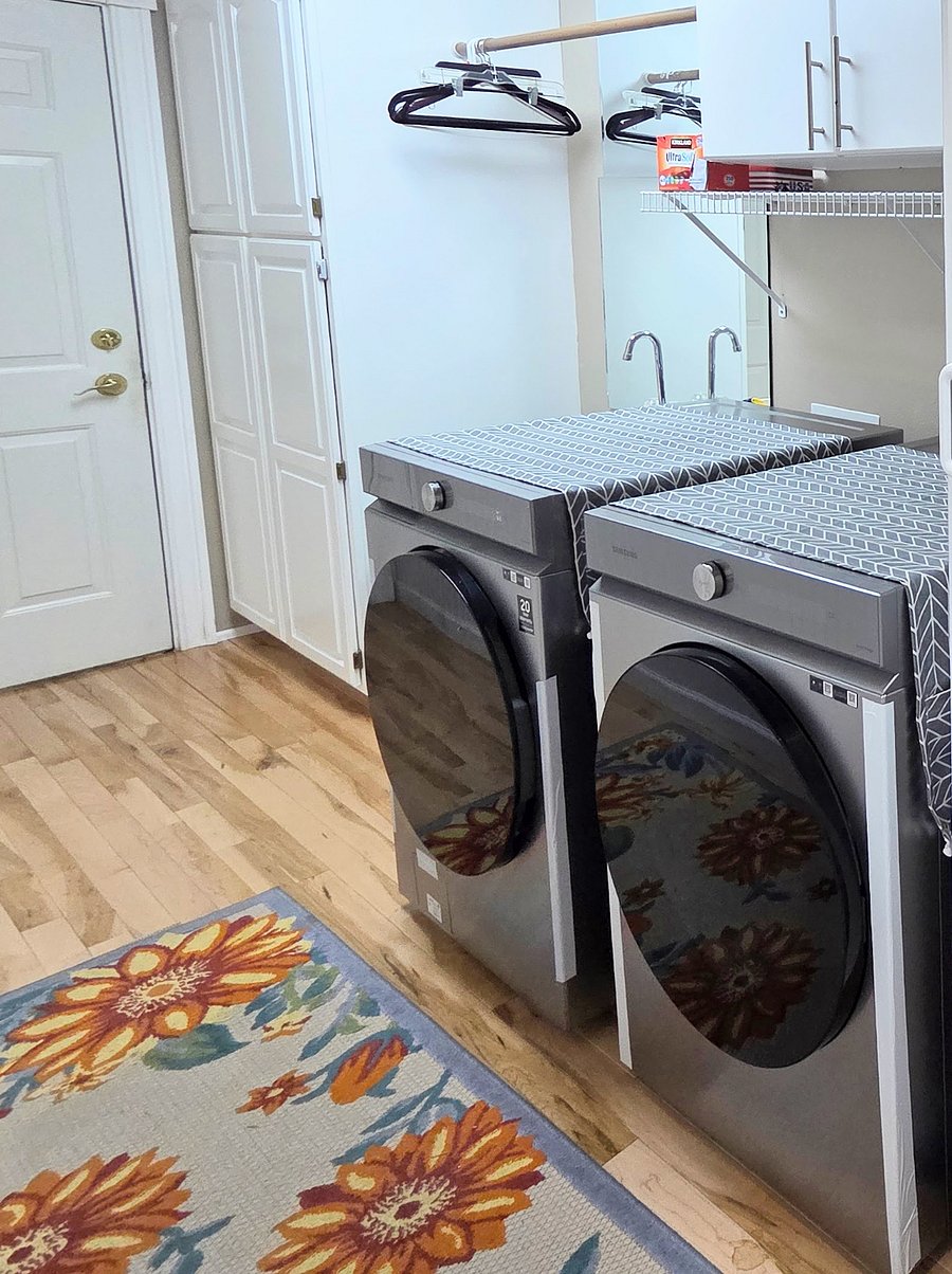Oversized washer and dryer are available along for all laundry washing needs.