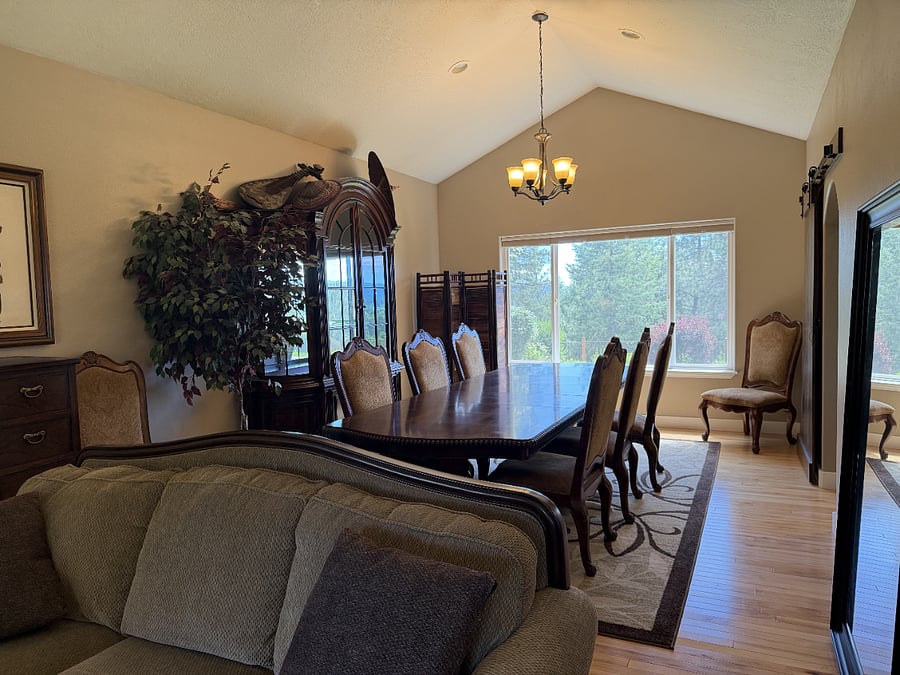 This dining room is fit for a king. Seats up to 8 comfortably and is conveniently located off the kitchen.