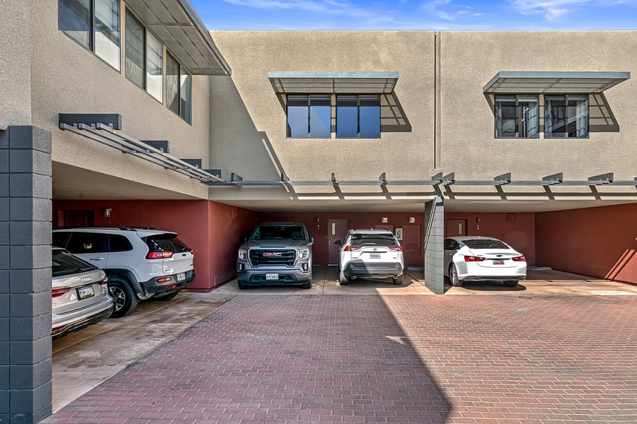 Covered parking spot right outside your kitchen door