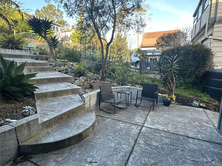 Stairs and patio landing leading to your front door