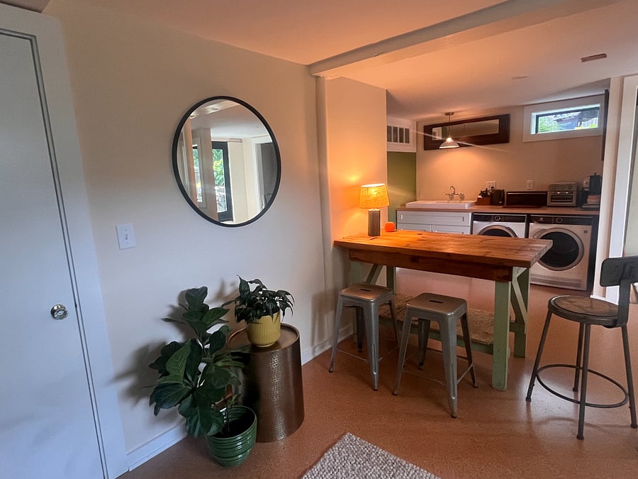 Dining area and designated work space.