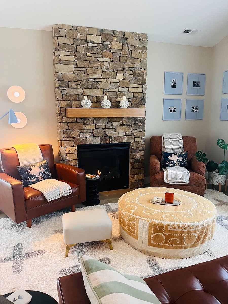 Shared living room with gas logs