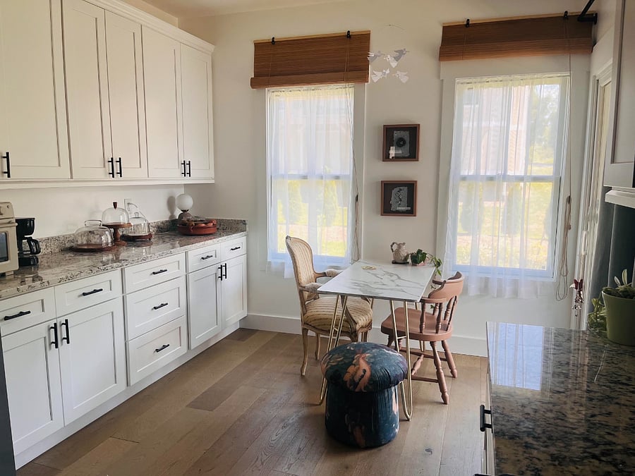 breakfast coffee bar next to breakfast nook