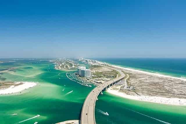 Arial view of Perdido Key Island 