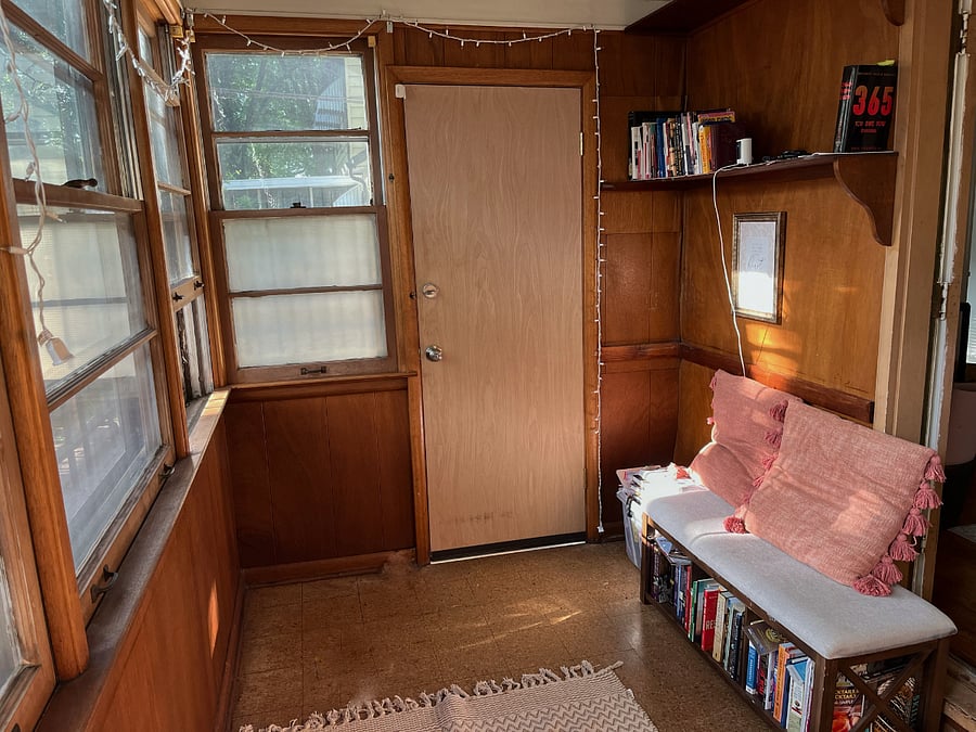 Sunroom office and library
