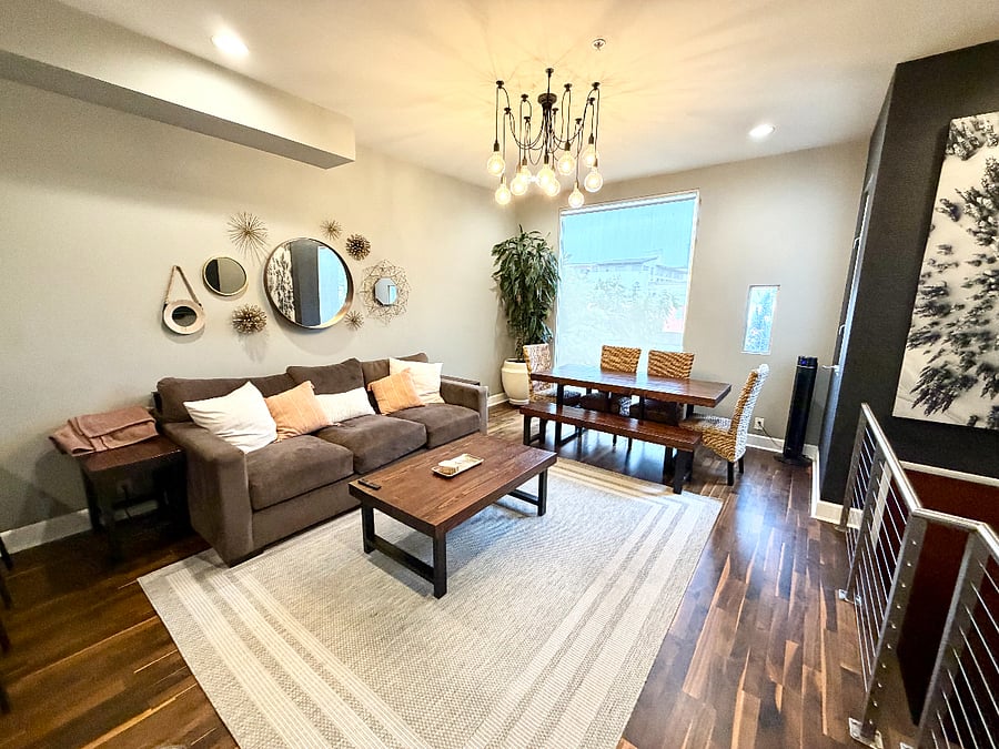 UPDATED: This is a current photo of the living / dining room with a new rug, coffee table, and dining table