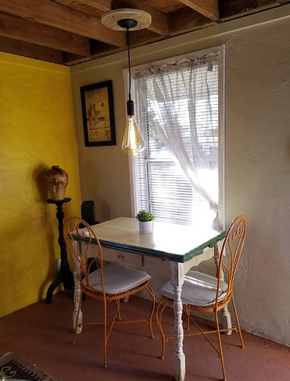 Small dining table/desk with view to outside
