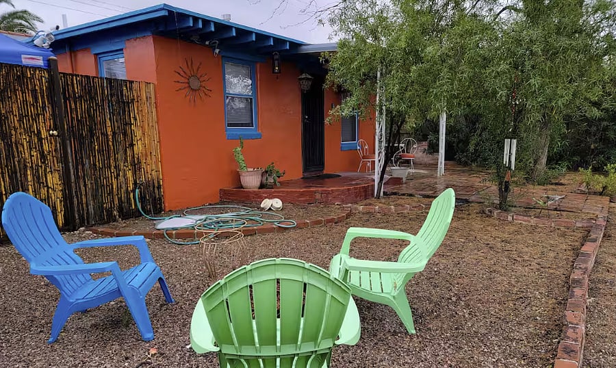 small firepit and you can see an outdoor sitting area on the side