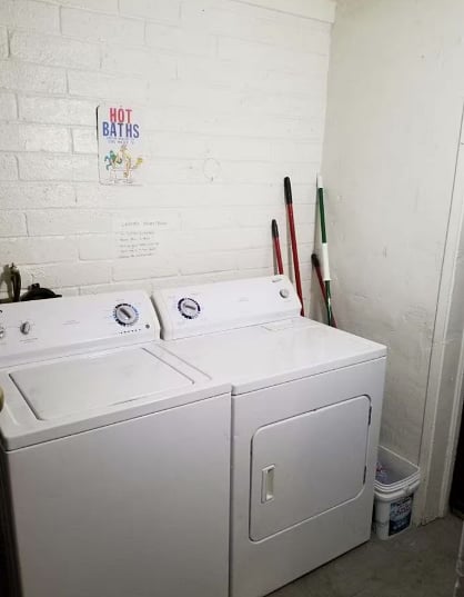 washer and dryer available for use during normal business hours and shared with front house tenant.