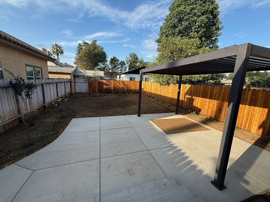 Backyard landscaping underway.  Will include outdoor furnishings and lawn