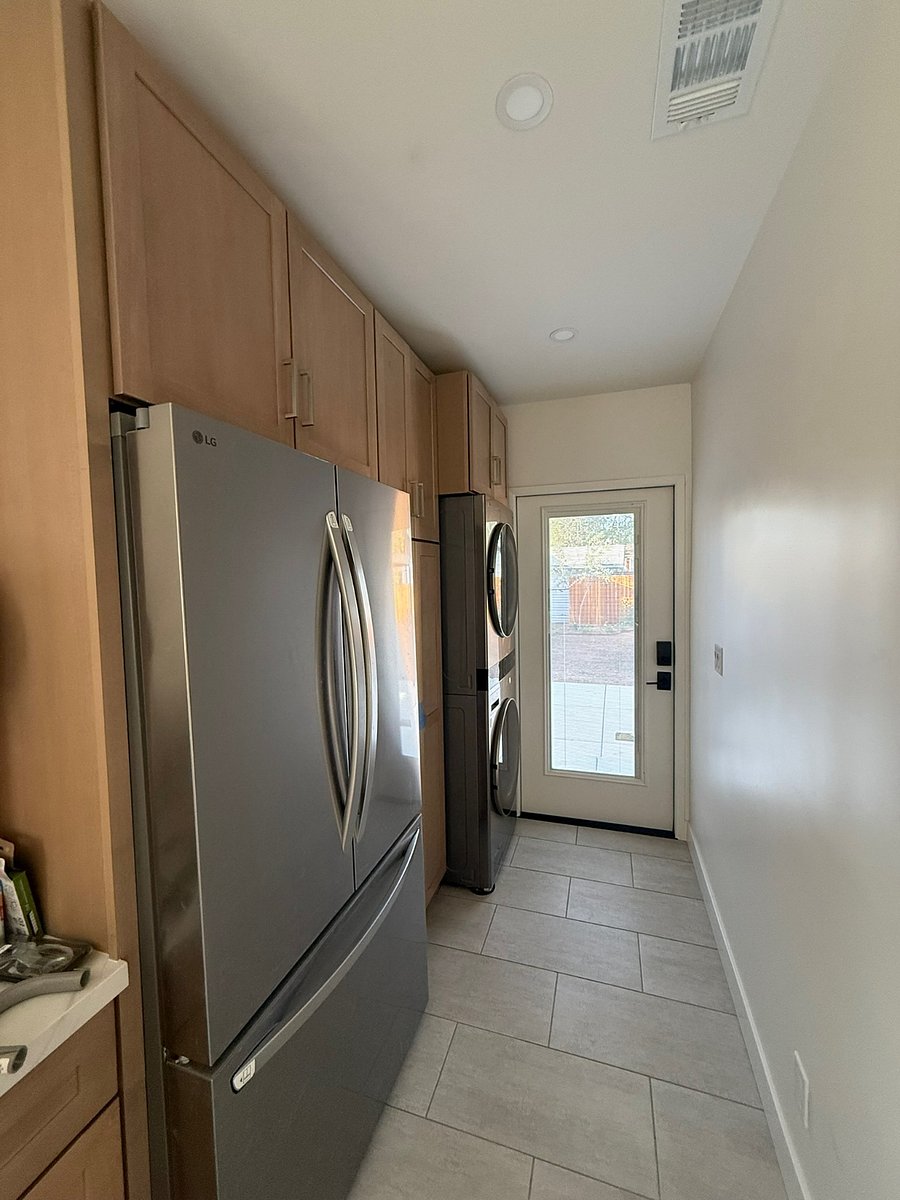 Full stainless steel fridge and LG washtower