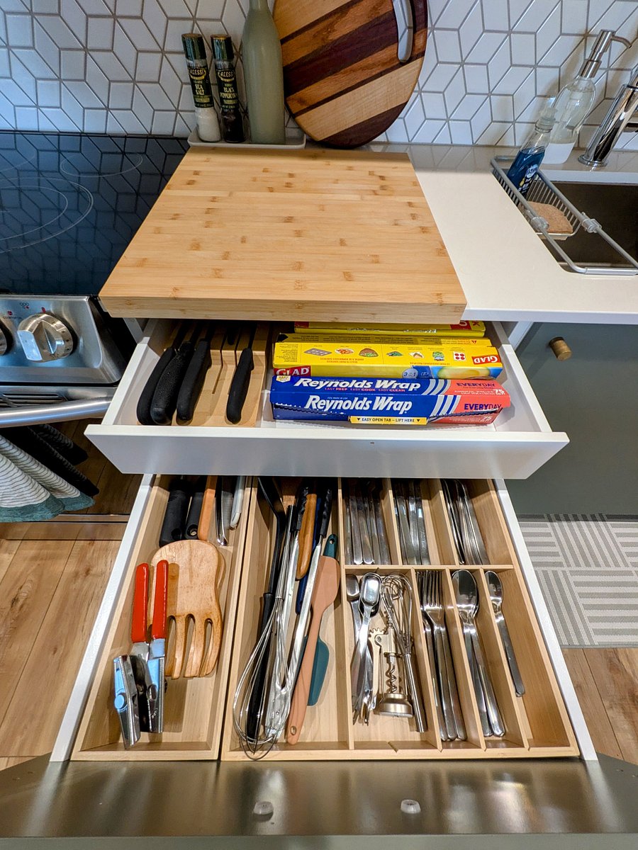 Quality chef's knives, basic food storage supplies, utensils, and kitchen tools.