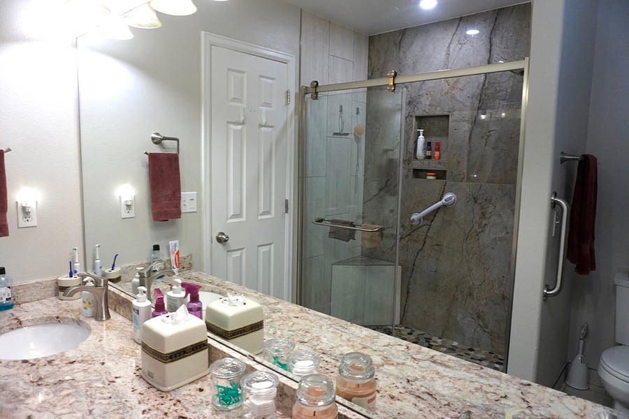 En-suite master bathroom showing full-size walk-in shower