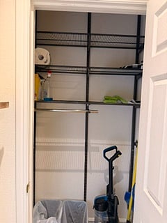 Large closet storage with cleaning supplies