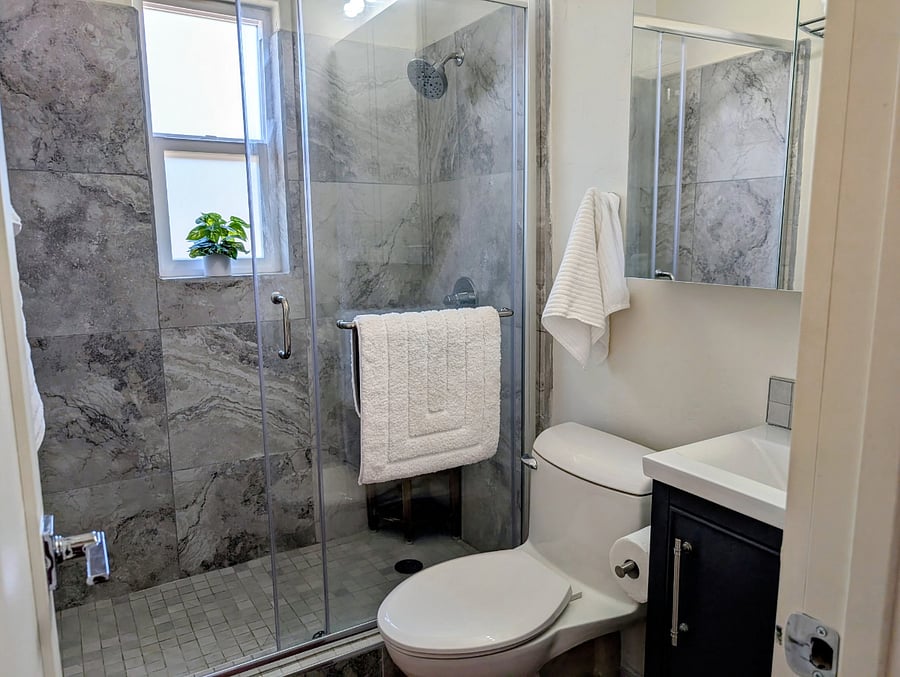 Completely Remodeled Bathroom Shower, Glass Door Toilet, Fixtures & Vanity
SHOWER