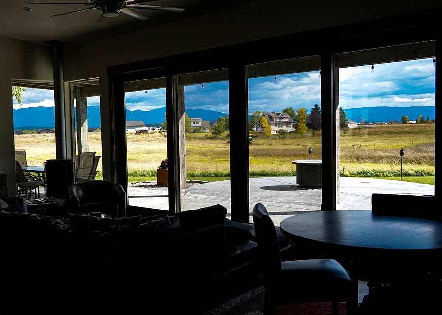 View of the Rocky Mountains from front room and patio.
