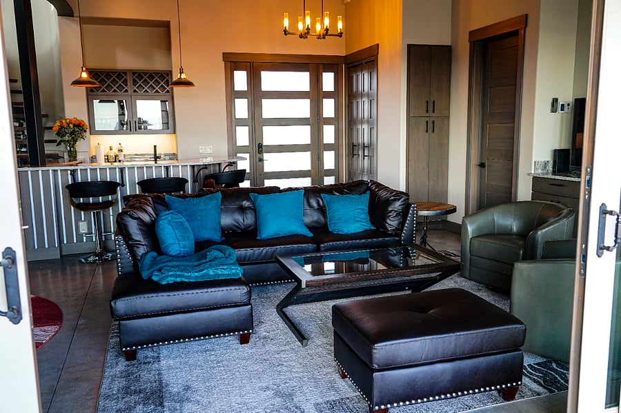 Front room with Bar in back ground.