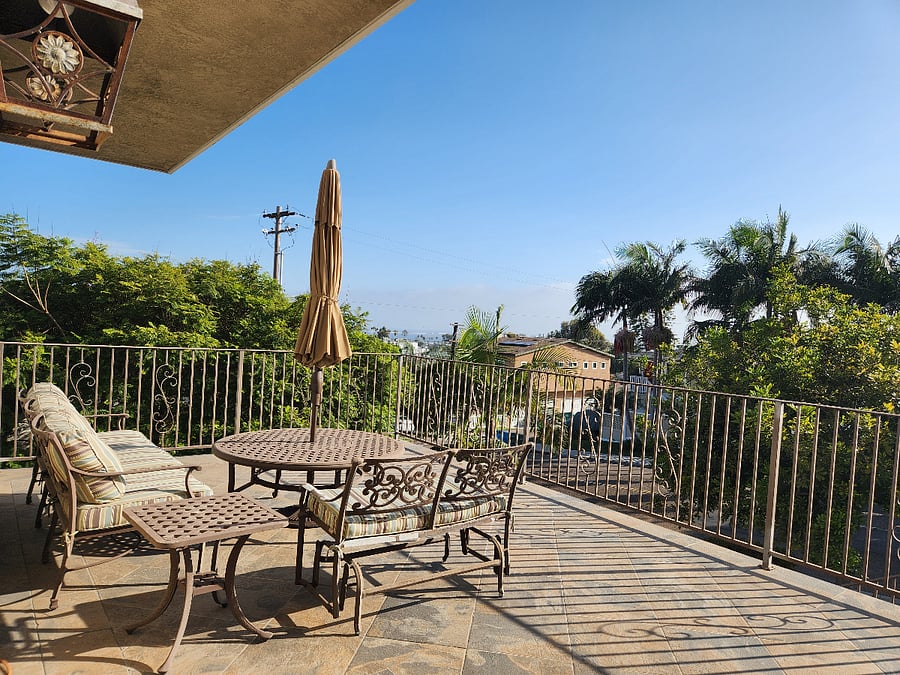 Large front patio with ocean view