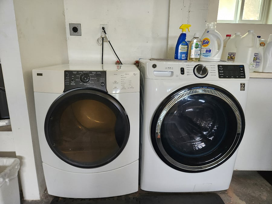 Shared full-sized laundry in the garage
