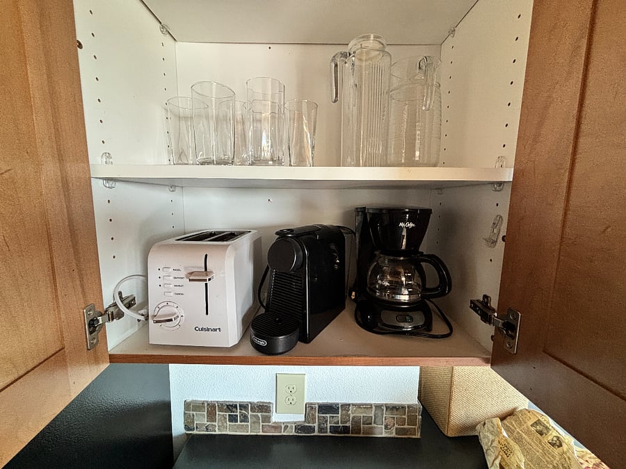 Toaster and more coffeemakers, depending on preference for pods or espresso. 