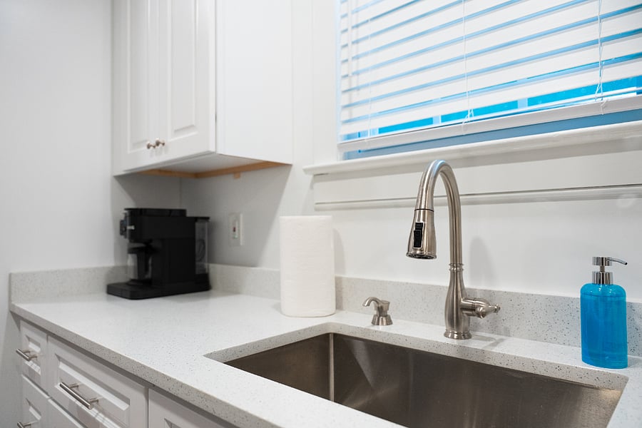 Stainless Steel Sink with Quartz Counterops