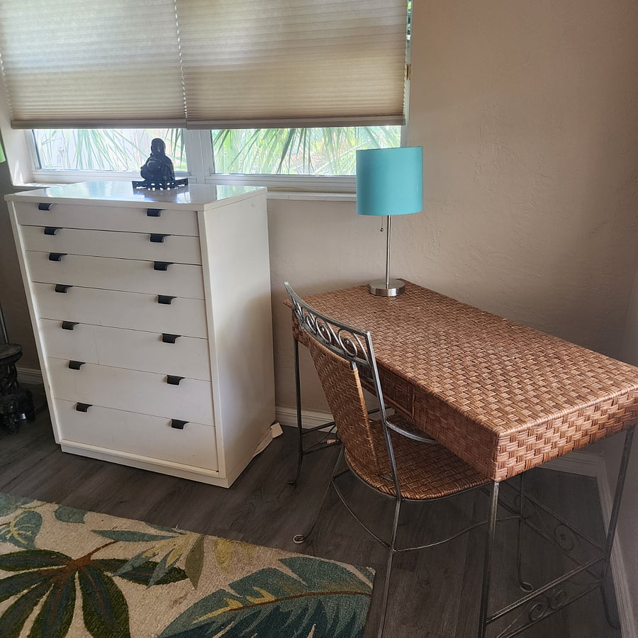 bedroom dresser and desk/chair