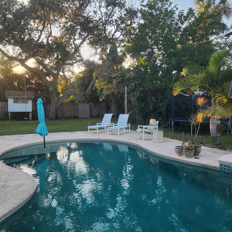 pool at sunset