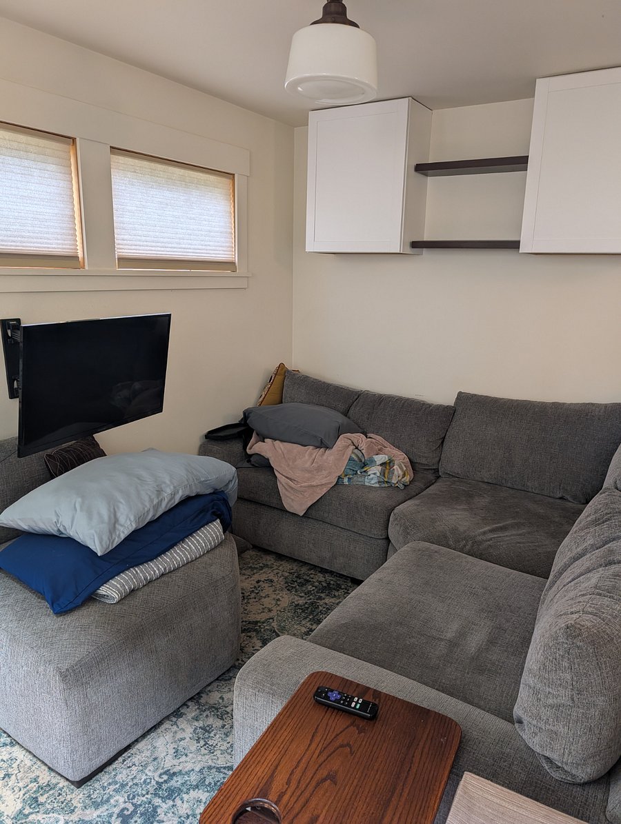Cozy living nook with TV