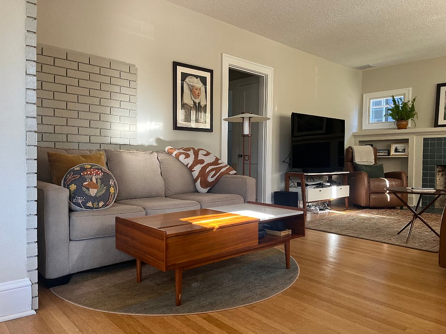Sleeper sofa in living room/entry area