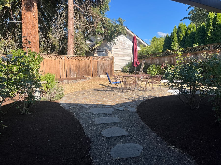 Backyard. **Fence to be replaced in August!**
