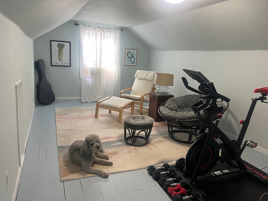 Upstairs living/exercise area.