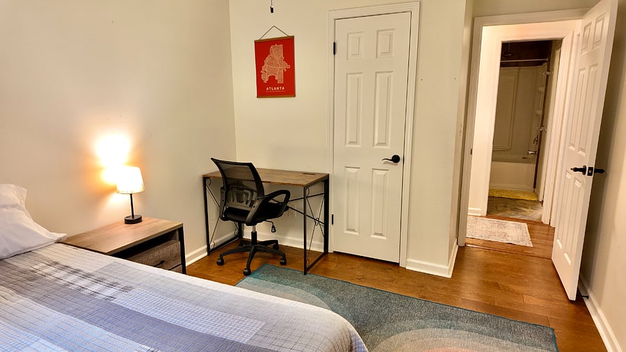 Workspace is collapsible and can be stored under the bed if not needed/wanted