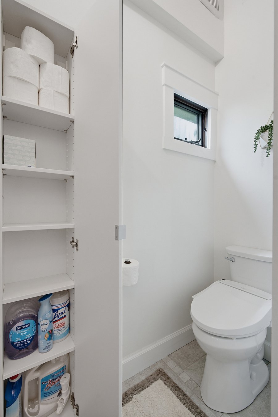 BA1: Bidet, personal care storage (full length mirror not shown)