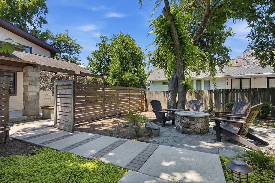 Fire pit in shared backyard