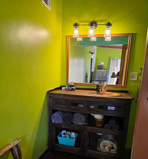 Large vanity with some basic starter essentials.