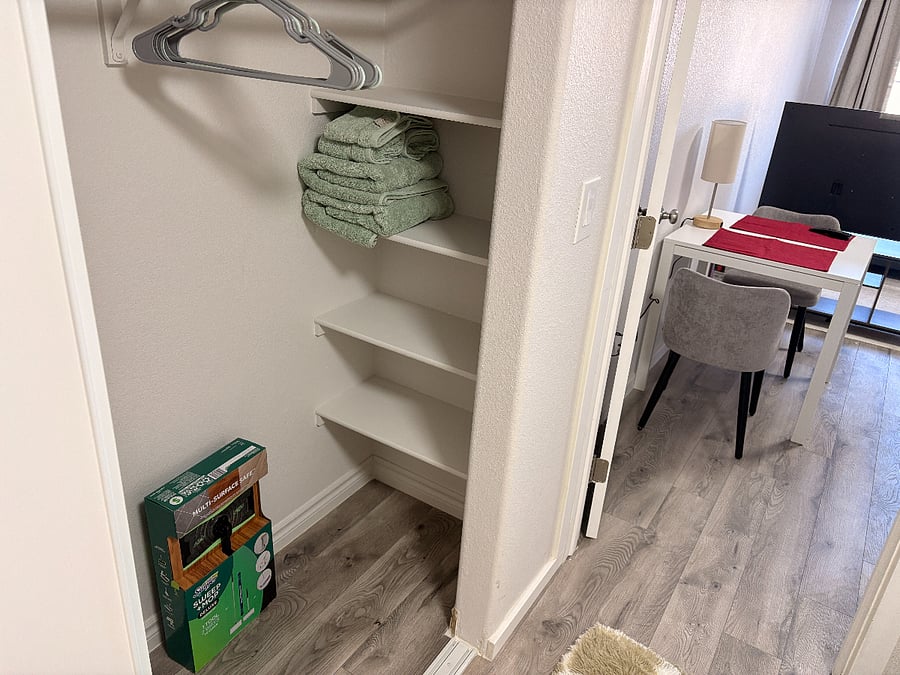 Closet shelves in bedroom