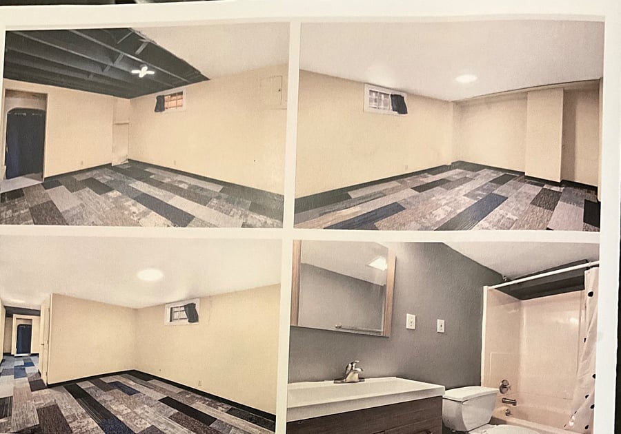 Finished lower level with all new carpeting and an updated full bathroom, wall-to-wall closet, as well as additional storage under staircase. Privacy door leading to laundry area and a walk out to the fenced in backyard.