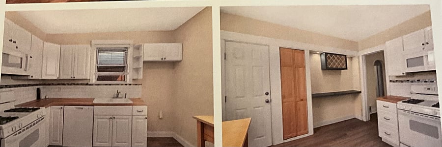 Gas stove. Dishwasher two windows for natural light.Privacy door to lower level and outside.