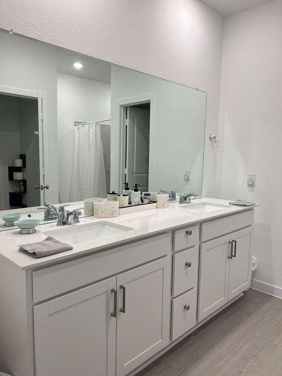 Masters bathroom with double sink
