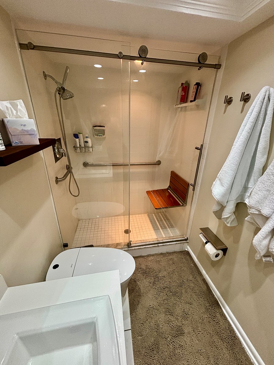 Master Bathroom Shower With Folding Bench