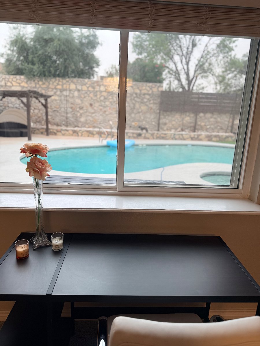 Pool view from work desk