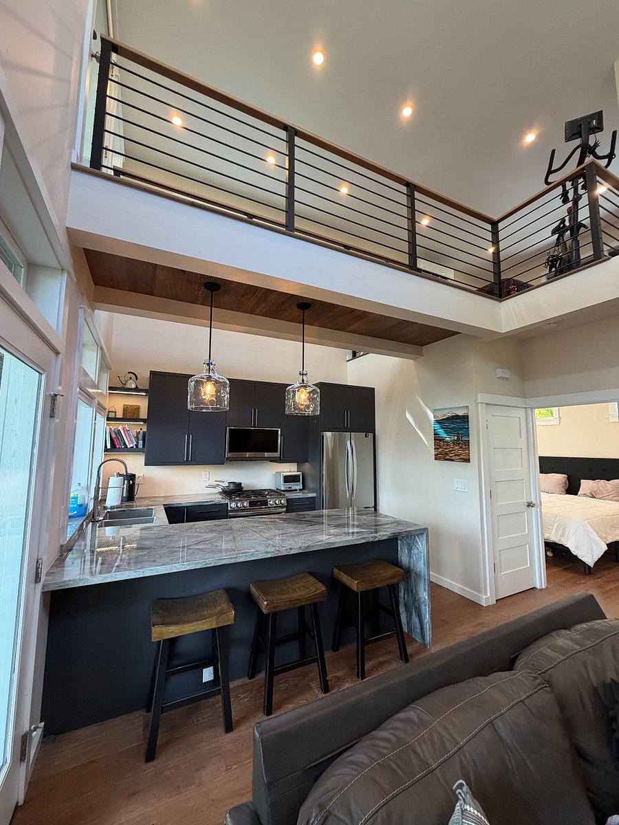 kitchen with catwalk above