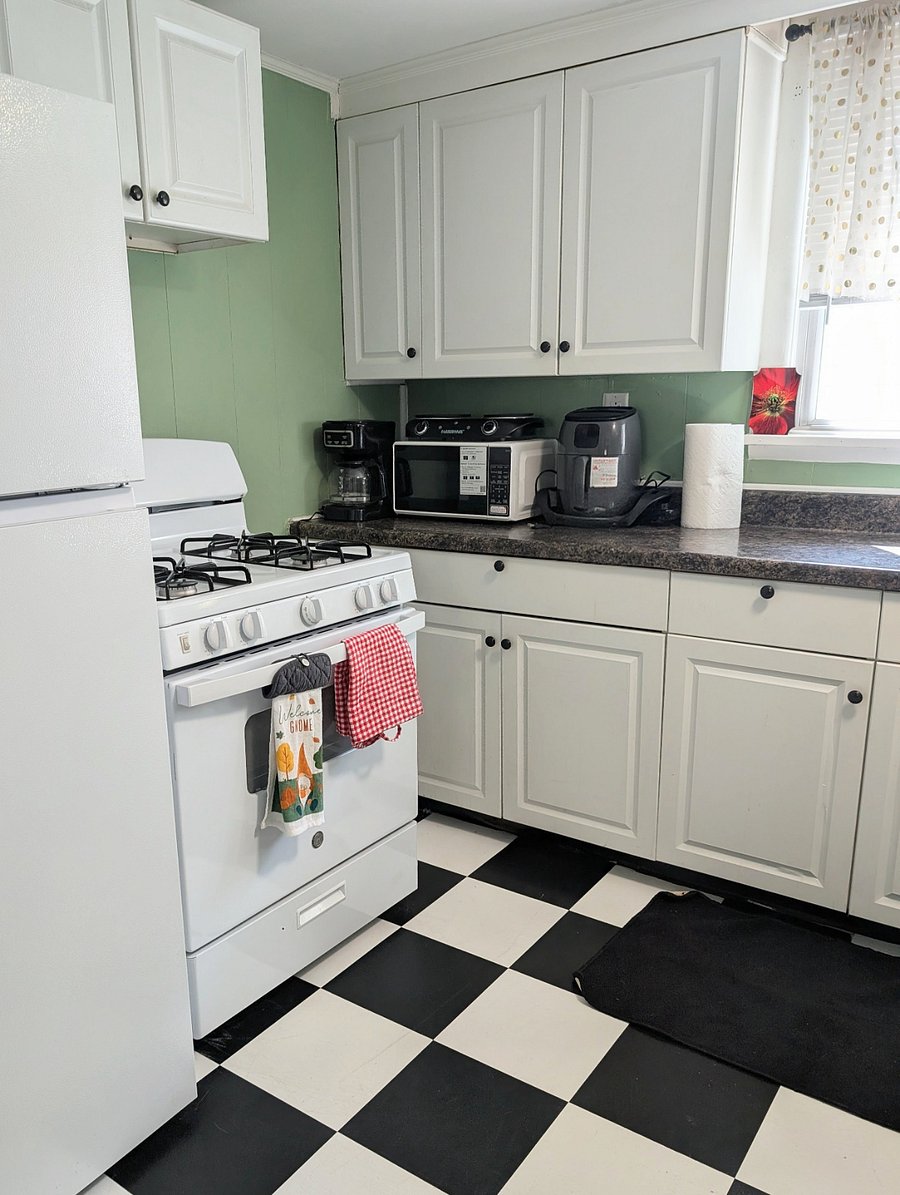 Gas stove. Microwave. Airfryer. Refrigerator. Sink. Dish Washer. Basic utensils and cooking pots / Pans.