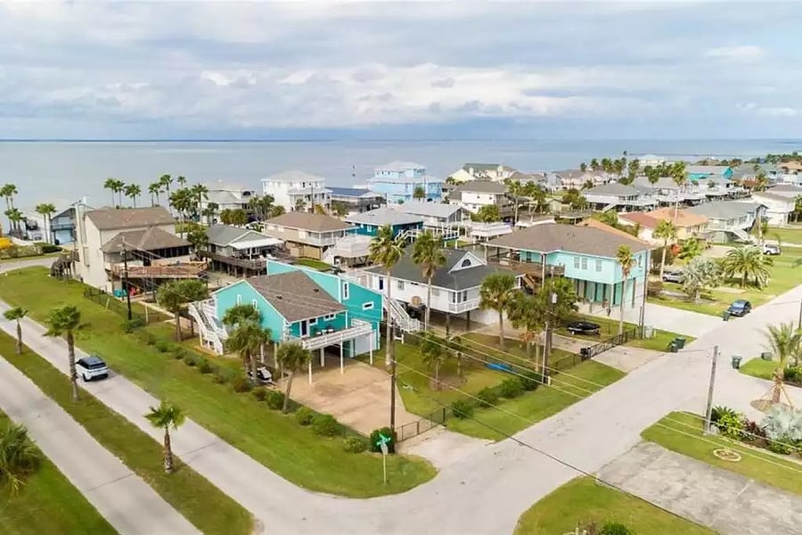 Aerial view showing proximity to the bay