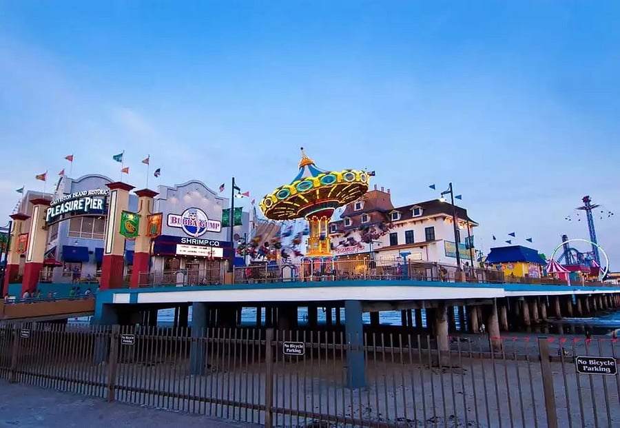 Pleasure Pier is about 25 minutes away