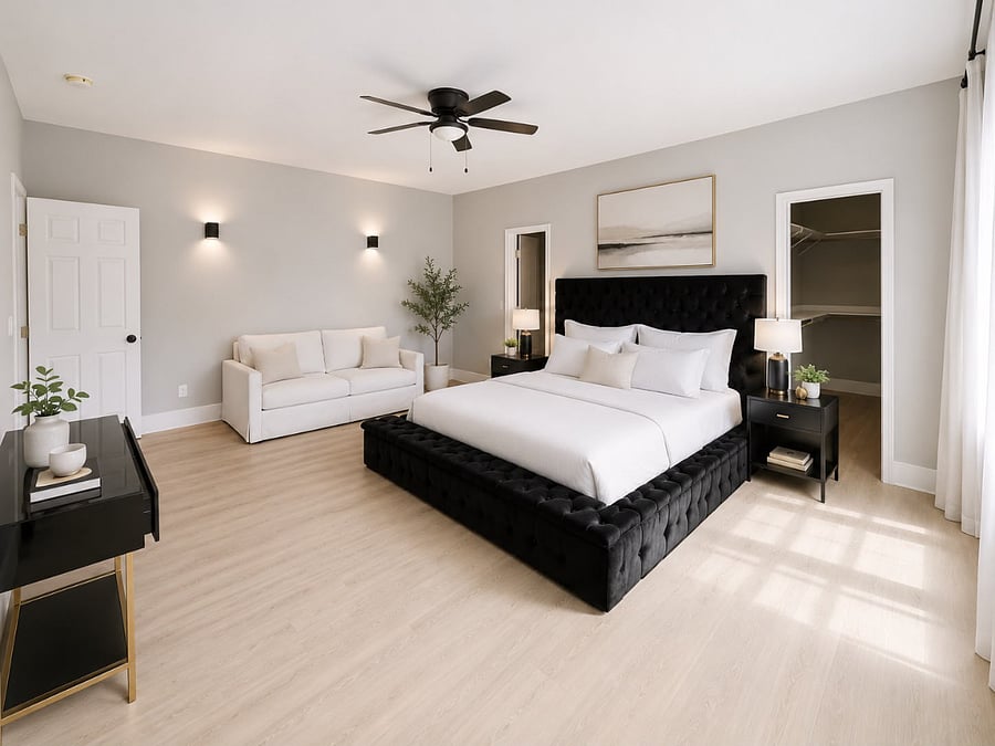 Private bedroom with grat windows and access to a private bathroom not just a bed shoved in a corner.