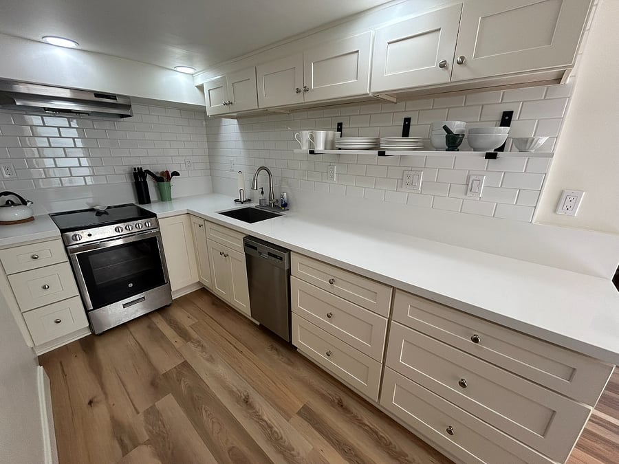Kitchen showing stove, oven and dishwasher