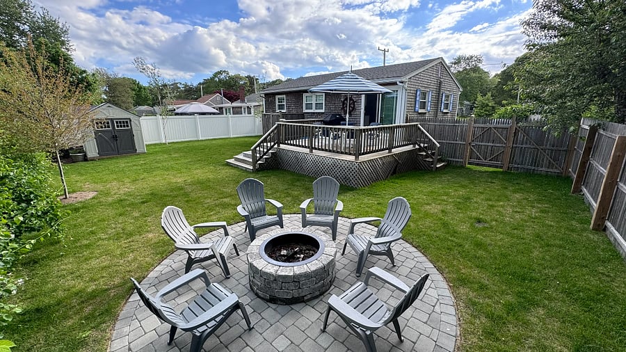 Back yard with firepit
